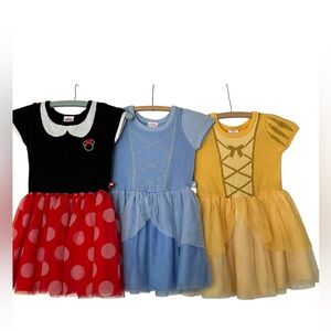 LOT OF 3 DISNEY Princess Tulle Dress Size 5T Belle Minnie Mouse Cindarella